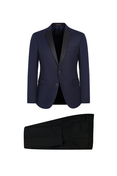 7 Drop Slim Fit Slim Fit Mono Collar Wool Tuxedo & Groom Suit