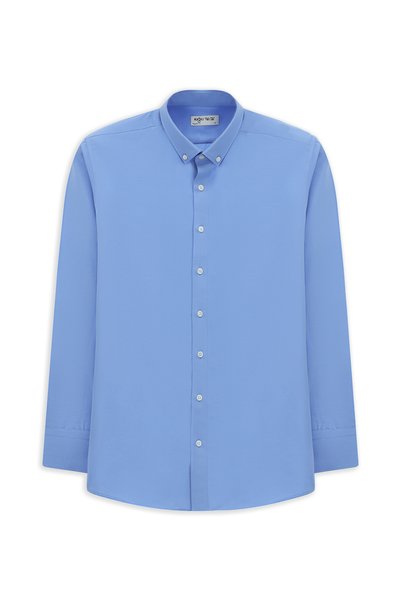 Long Sleeve Regular Fit Plaid Button-Down Collar Cotton Easy-Iron Shirt