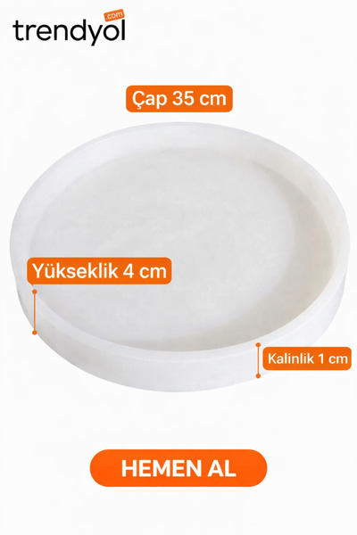 35 cm дијаметар 4 cm висина епоксиден калап 1 cm дебелина на ѕид за часовник, масичка и послужавник
