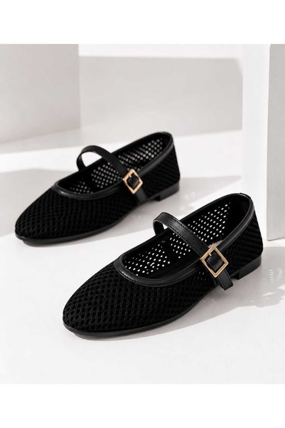Women's Elegant, Mesh Detailed, Stylish, Comfortable, Casual Ballerinas