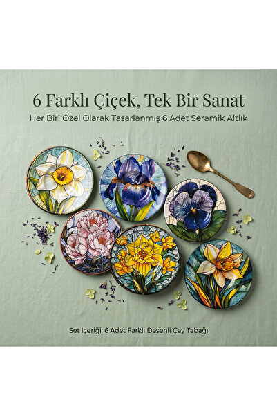 6-делен сет керамички подлошки за чај Dance of Colors 12.5 cm