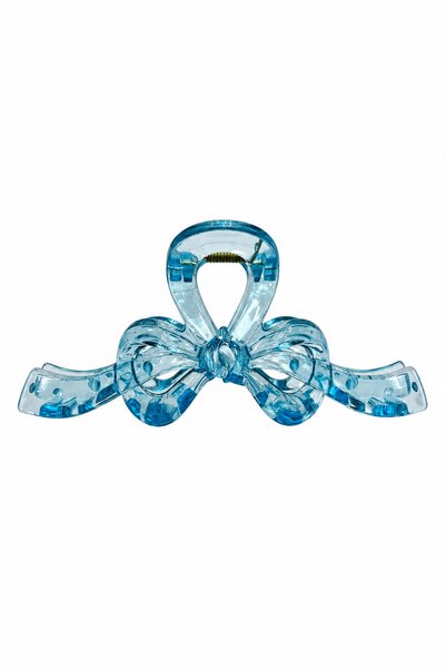 Transparent Blue Bow Design Claw Hair Clip Women's Accessory