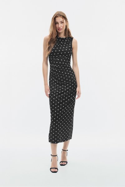 Polka Dot Print Midi Dress