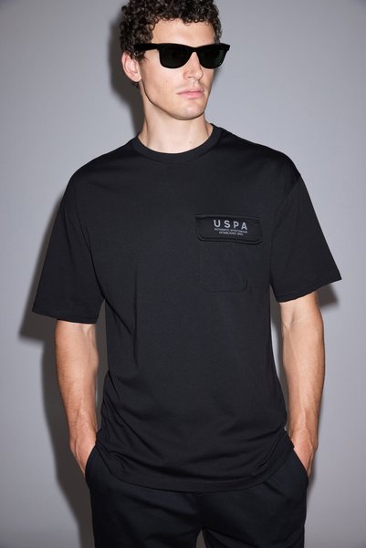 Men's Black Comfort Fit Crew Neck T-Shirt 50327021-Vr046
