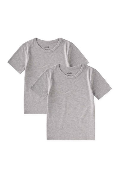 Double Short Sleeve Undershirt 2-9 Years Gray