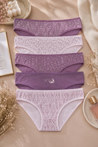 Women's 5-Piece Patterned Cotton Lycra Panties