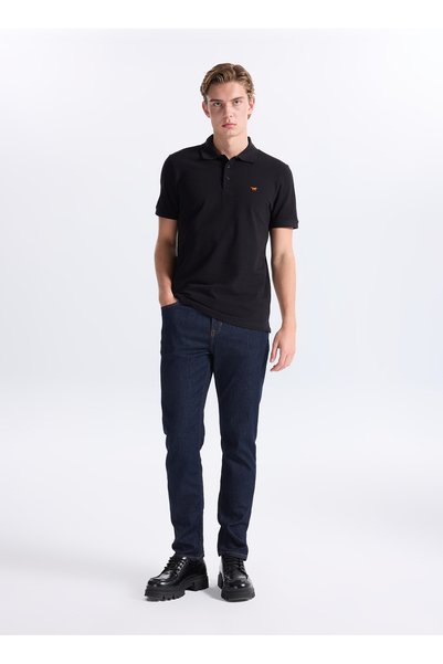 Navy Blue Men's Slim Fit Washed Denim Trousers Vegas Slim-1872