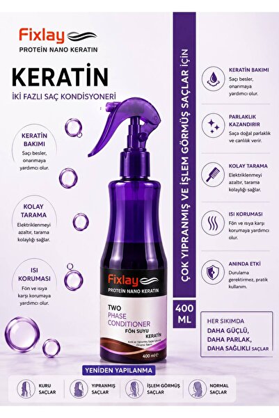 PROTEIN NANO KERATIN ДВОФАЗЕН СПРЕЈ ЗА КЕРАТИНСКА ПОПРАВКА И НЕГА 400 ML