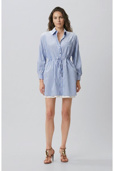 Blue and White Striped Mini Dress