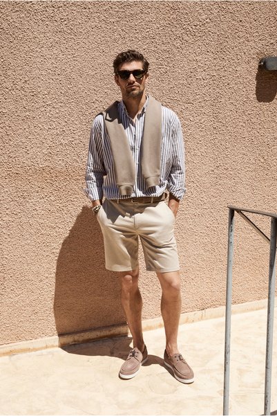 Regular Fit Standard Cut Lyocell Blend Bermuda Shorts with Side Pockets
