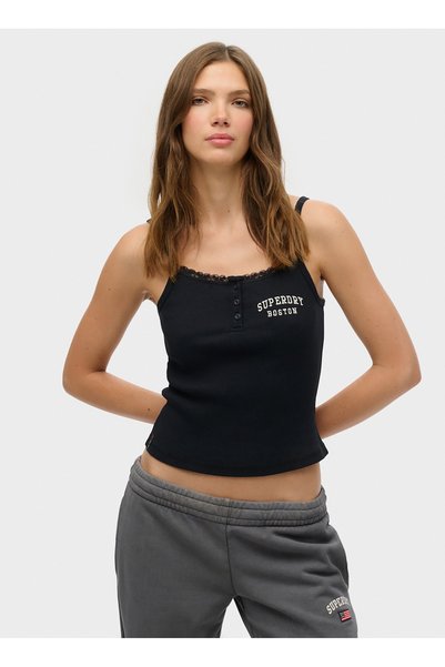 Navy Blue Women's Logo Printed Tank Top W6012154A