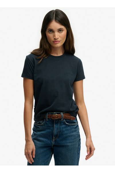 Navy Blue Women's Logo Printed T-Shirt W1011346A