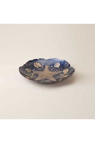 Deco Sealife Decorative Plate - Navy Blue / Gold - 40 cm