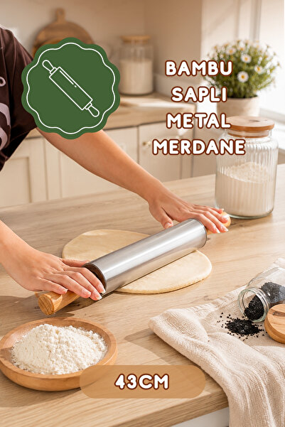 Mnb05773 сукало од нерѓосувачки челик со дрвена рачка за тесто, пица, печива 43cm