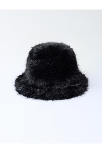 Black Plush Fisherman Hat