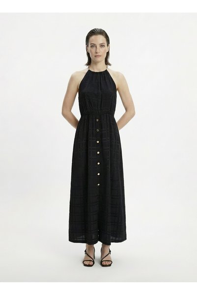 Black Women's A-Form Fit Dress F6Sl-Elb0363