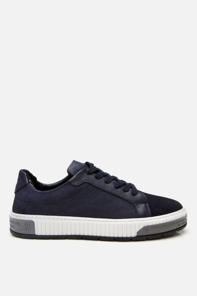 Men's navy nubuck leather casual shoes