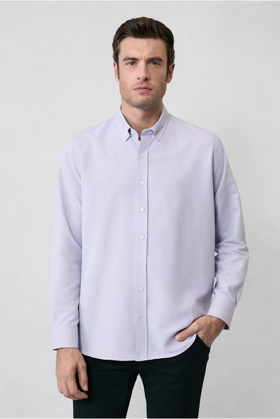 Long Sleeve Slim Fit Button Collar Cotton Easy Ironing 4 Seasons Oxford Shirt