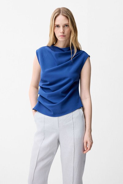 Indigo Drawstring Blouse