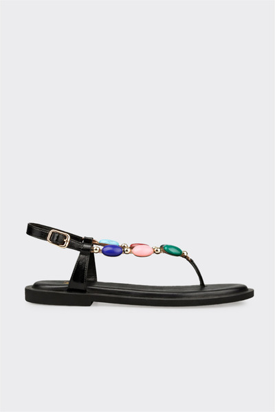 Black Leather Women's Sandals