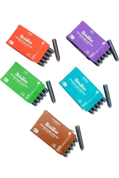 Fountain Pen Cartridge 5 Different Colors 5 Packs Red Green Turquoise Purple Brown