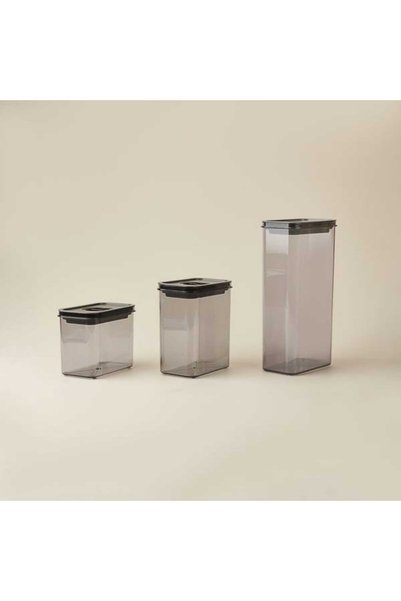 Kitchen Moeno 3-Piece Vacuum Jar Set - Black - 1.2 Lt + 1.8 Lt + 3 Lt