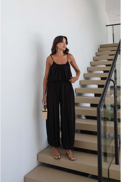 Black Aurora Balloon Blouse Pants Set