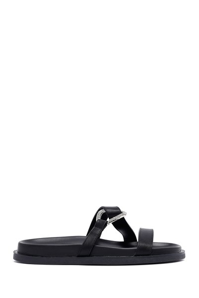Women's Black Stone Slippers 25Sfe451218