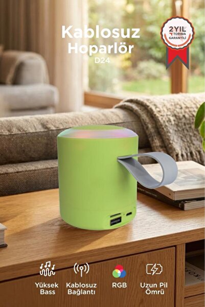 Bluetooth звучник пренослив звучник со поддршка за SD USB D24 зелен