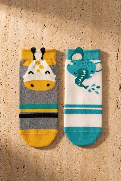 2-pack animal print kids' ankle socks