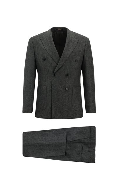 7 Drop Slim Fit Patterned Wool Double-Breasted Suit
