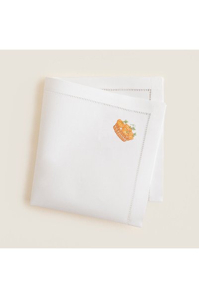 Pumpkin Embroidered Napkin 40X40 cm White