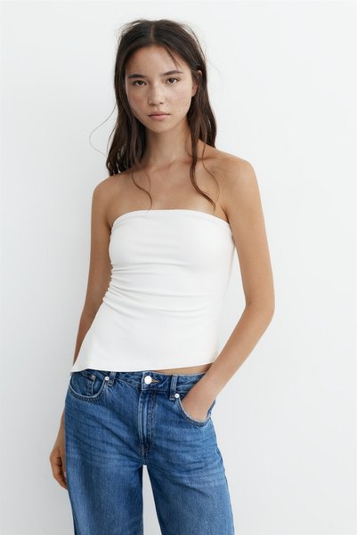 Asymmetrical Strapless Top