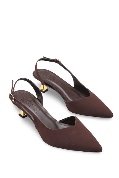 Luna Sola Women's Pointed Toe Open Back Thin Heeled Shoes 00126003 Matte Brown