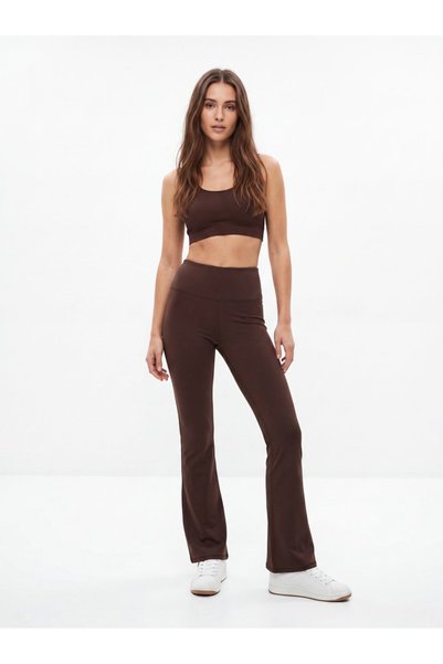 High Waist Wide Leg Brown Leggings