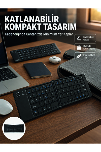 Безжична склоплива Bluetooth тастатура компатибилна со телефон таблет компјутер