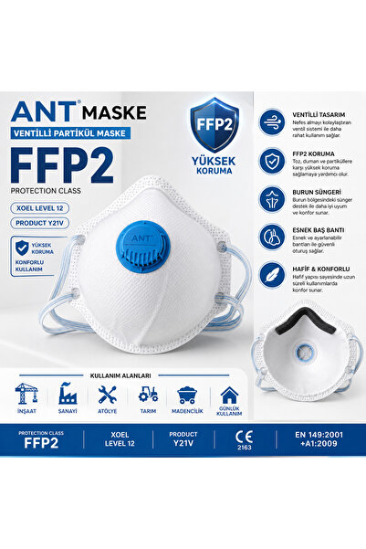 Ffp2 маска за честички со вентил | заштитна маска против прашина, полен и ситни честички |