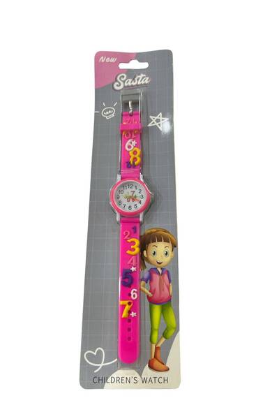 Pink Girl's Wristwatch with Colorful Pattern 9399111