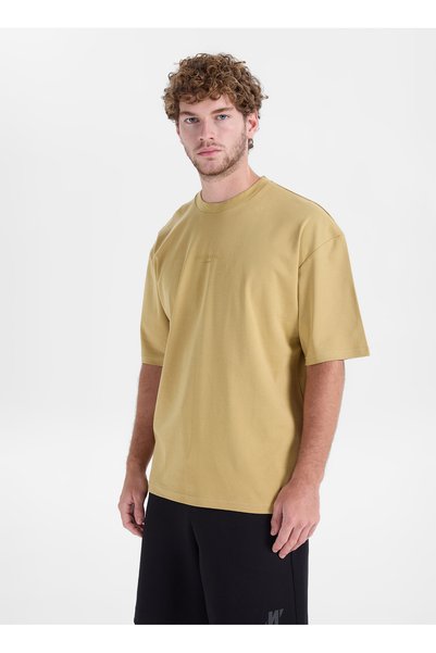 Yellow Men's Crew Neck Oversize Printed T-Shirt Tbmrts2074