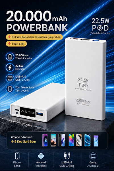 20000 mAh пренослив полнач за брзо полнење компатибилен со сите телефони