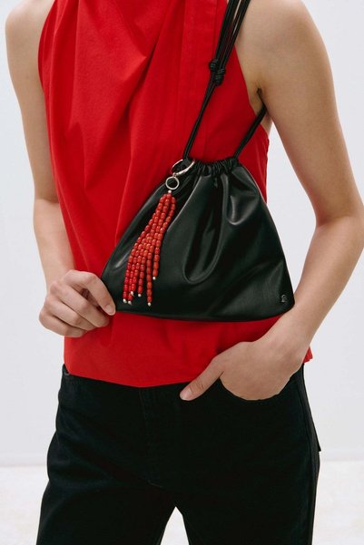 Black Casie Leather Tote Bag