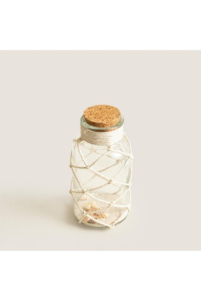 Sand Sea Shell Decorative Glass Vase Transparent Small (7X7X14 cm) Natural