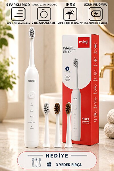 Oral B1 полнлива IPX8 четка за заби со 5 режими бела + (3 резервни глави како подарок)