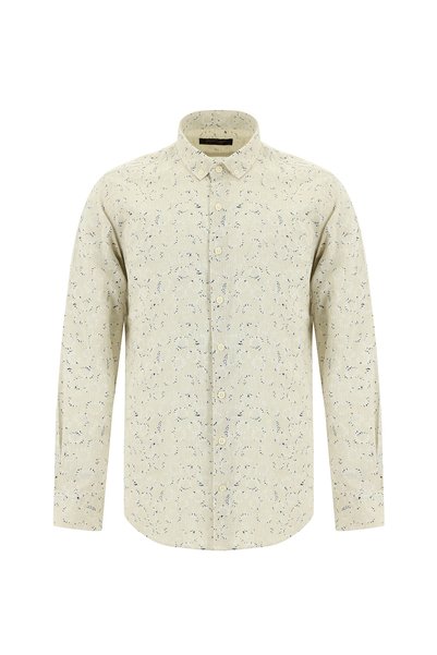 Long Sleeve Slim Fit Sporty Printed Linen Shirt