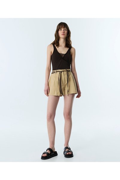 Colorblock Belted Shorts