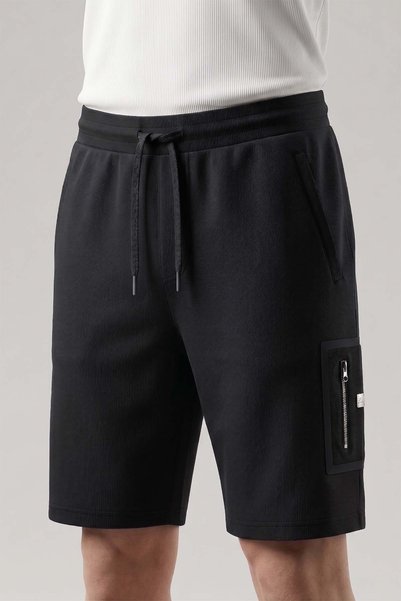 Combed Cotton Men's Cotton Shorts 26704 Black