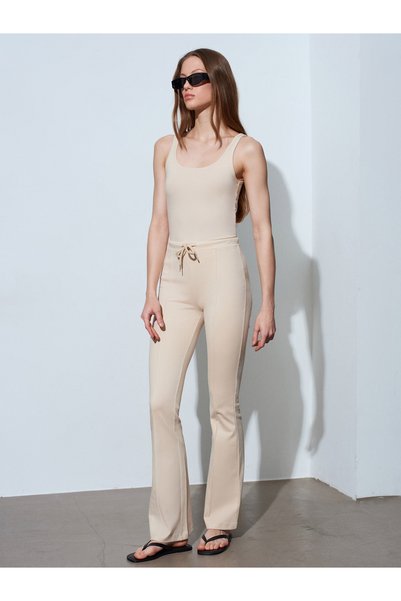 71916 Lace-Up Cotton Trousers-Stone