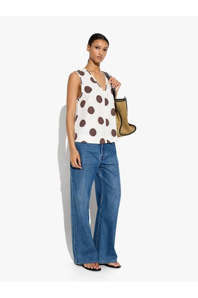 Women's 100% Lyocell Polka Dot Patterned Top