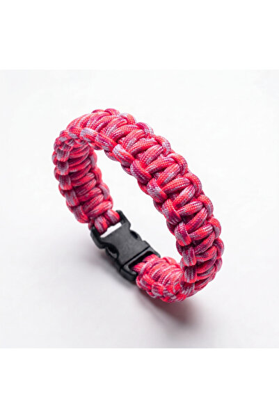 Неонски црвена и јоргован боја Paracord нараквица - стандардна штипка