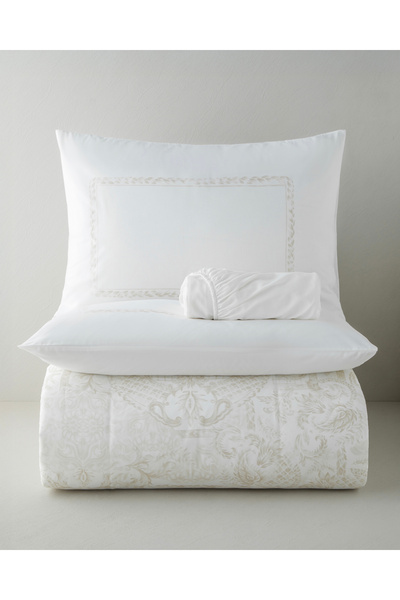 Elegance Fleure Cotton Sheet Double Duvet Cover Set 200X220 cm Beige